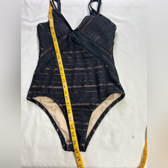 KONA SOL Black striped laser cut one piece swimsuit size M - Picture 7 of 13